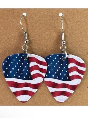 Guitar Pick Custom Earrings American Flag Fashion Jewelry